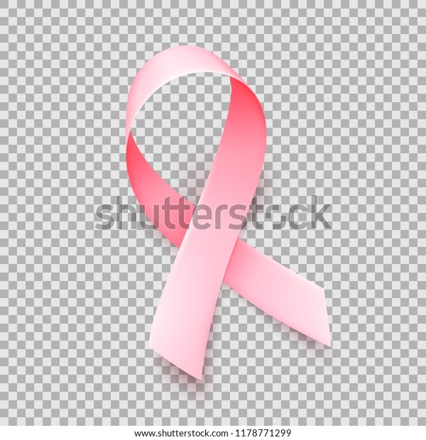 10月の乳がん認知月のシンボル 透明な背景にリアルなピンクサテンのリボン ベクターイラスト のベクター画像素材 ロイヤリティフリー