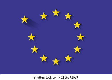 Symbol of Brexit. EU Flag. Flat Vector Graphic. Stars With Shadow. Brexit. Symbol of Great Britain Separating from the EU Flag. Incomplete EU Flag. EU Crisis.