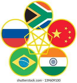Symbol for BRICS, the association of emerging national economies, Brazil, Russia, India, China, South Africa