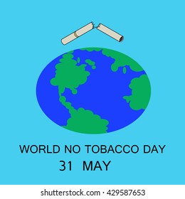 Symbol of broken cigarette and earth for no tobacco, no smoke, no cigarette, world no tobacco day, lung cancer awareness.