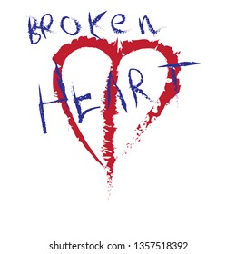 symbol of a broken heart with a deep red color. vector