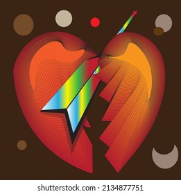 The symbol of a broken heart due to a breakup


