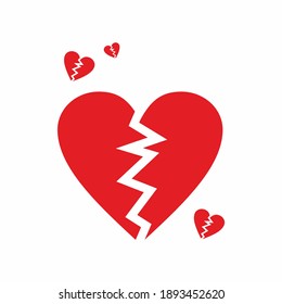 A symbol of broken heart in red color