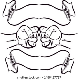 symbol of brotherhood ties, two fists vector