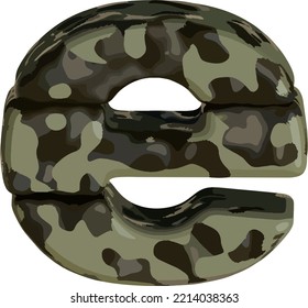 Symbol in brown camouflage. letter e