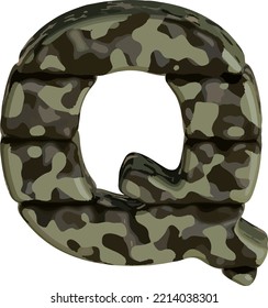 Symbol in brown camouflage. letter q
