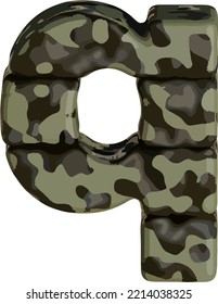 Symbol in brown camouflage. letter q
