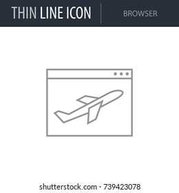 Symbol of Browser. Thin line Icon of Seo Elements. Stroke Pictogram Graphic for Web Design. Quality Outline Vector Symbol Concept. Premium Mono Linear Beautiful Plain Laconic Logo