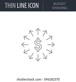 Symbol of Budget Spending. Thin line Icon of Project Planning. Stroke Pictogram Graphic for Web Design. Quality Outline Vector Symbol Concept. Premium Mono Linear Beautiful Plain Laconic Logo