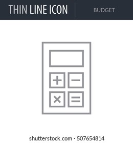 Symbol of Budget Thin line Icon of Construction. Stroke Pictogram Graphic for Web Design. Quality Outline Vector Symbol Concept. Premium Mono Linear Beautiful Plain Laconic Logo
