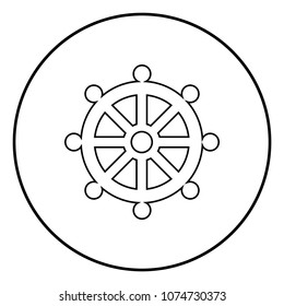 Symbol budhism wheel law religious sign icon black color
