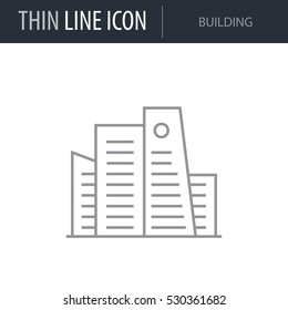 Symbol of Building. Thin line Icon of Icons Of City Elements. Stroke Pictogram Graphic for Web Design. Quality Outline Vector Symbol Concept. Premium Mono Linear Beautiful Plain Laconic Logo