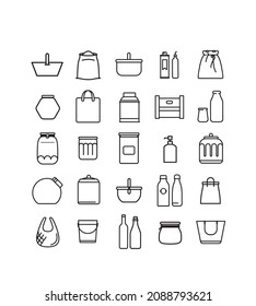 symbol for bulk products grocery store. Bring your jars, weigh, fill, pay, store, cook, eat. Organic products, proximity, direct sale, from producer to consumer