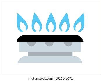 The symbol of the burning Gas. A burner for a gas stove.  The hob is in the kitchen.
Vector  illustration