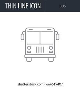 Symbol of Bus. Thin line Icon of Transportation. Stroke Pictogram Graphic for Web Design. Quality Outline Vector Symbol Concept. Premium Mono Linear Beautiful Plain Laconic Logo