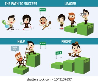 symbol business concept of success, leader, help, profit, stock market,
set of  businessman character
infographic elements.
Vector illustration Eps10 flat cartoon design banner