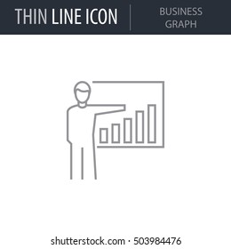 Symbol of Business Graph Thin line Icon of Business. Stroke Pictogram Graphic for Web Design. Quality Outline Vector Symbol Concept. Premium Mono Linear Beautiful Plain Laconic Logo