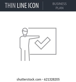 Symbol of Business Plan. Thin line Icon of Business. Stroke Pictogram Graphic for Web Design. Quality Outline Vector Symbol Concept. Premium Mono Linear Beautiful Plain Laconic Logo