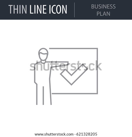 Symbol of Business Plan. Thin line Icon of Business. Stroke Pictogram Graphic for Web Design. Quality Outline Vector Symbol Concept. Premium Mono Linear Beautiful Plain Laconic Logo