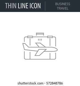 Symbol of Business Travel. Thin line Icon of Modern Business. Stroke Pictogram Graphic for Web Design. Quality Outline Vector Symbol Concept. Premium Mono Linear Beautiful Plain Laconic Logo