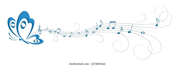 Symbol of butterfly with music notes.