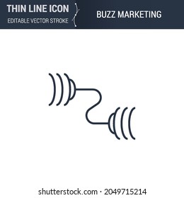 Symbol of Buzz Marketing Thin Line Icon of Advertising Media. Stroke Pictogram Graphic Suitable for Infographics. Editable Vector Stroke. Premium Mono Linear Plain Laconic Logo