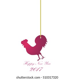 Symbol by the Chinese calendar - Red Rooster. Vector illustration. Vector element for New Year's design. Image of 2017 year of Red Rooster.