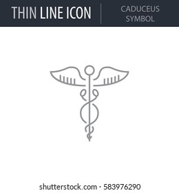 Symbol of Caduceus Symbol. Thin line Icon of Medicine Part One.