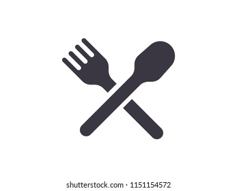 Symbol of cafe and public catering - crossed knife and shovel on a white background. Vector Image