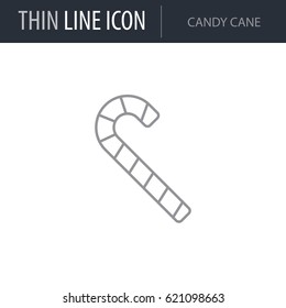 Symbol of Candy Cane. Thin line Icon of Food. Stroke Pictogram Graphic for Web Design. Quality Outline Vector Symbol Concept. Premium Mono Linear Beautiful Plain Laconic Logo