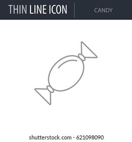 Symbol of Candy. Thin line Icon of Food. Stroke Pictogram Graphic for Web Design. Quality Outline Vector Symbol Concept. Premium Mono Linear Beautiful Plain Laconic Logo