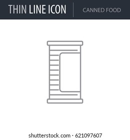 Symbol of Canned Food. Thin line Icon of Food. Stroke Pictogram Graphic for Web Design. Quality Outline Vector Symbol Concept. Premium Mono Linear Beautiful Plain Laconic