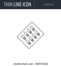 Symbol of Capsule. Thin line Icon of Medicine Part One.