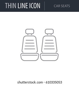 Symbol Of Car Seats. Thin Line Icon Of Car Elements. Stroke Pictogram Graphic For Web Design. Quality Outline Vector Symbol Concept. Premium Mono Linear Beautiful Plain Laconic Logo