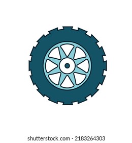 Symbol of a car wheel on a white background. Vector illustration