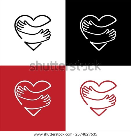 Symbol of Caring Heart, and Concept of Hug, Minimalist Heart Illustration