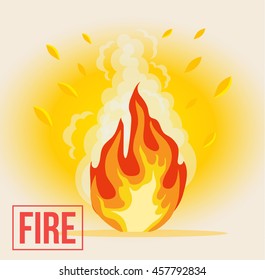 Symbol of cartoon fire. Vector flat illustration