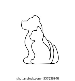 symbol cat and dog on white background, dog and cat vector,