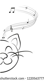 Symbol of  cat with music notes