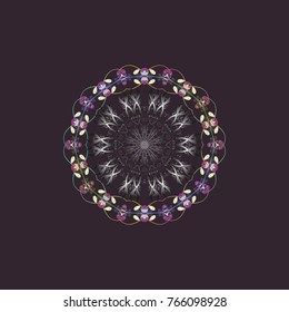 Symbol of celebration. New Year sign. For Christmas design. Snowflake winter isolated on purple, gray and neutral colors. Purple, gray and neutral icon silhouette. Vector illustration.