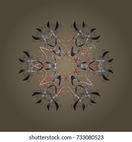 Symbol of celebration. Snowflake winter isolated on beige, gray and pink colors. New Year sign. Vector illustration. For Christmas design. Beige, gray and pink icon silhouette.