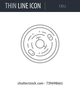 Symbol of Cell. Thin line Icon of Scientific Study. Stroke Pictogram Graphic for Web Design. Quality Outline Vector Symbol Concept. Premium Mono Linear Beautiful Plain Laconic Logo