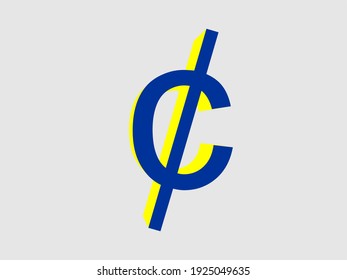 The symbol for the cent unit in currency. Background with blue currency logo pattern. Can be used as an icon, logo, symbol, banner or anything else about finance.