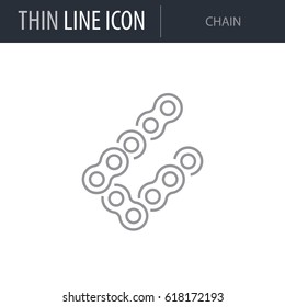 Symbol of Chain. Thin line Icon of Car elements. Stroke Pictogram Graphic for Web Design. Quality Outline Vector Symbol Concept. Premium Mono Linear Beautiful Plain Laconic Logo