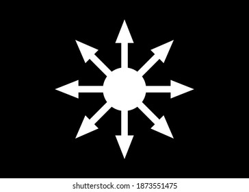 Symbol of Chaos white vector isolated on black background. A symbol originating from The Eternal Champion, later adopted by occultists and role-playing games