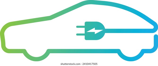 The symbol of charging an electric car with the symbol of a wire plug, the concept of an environmentally friendly car.