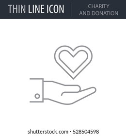 Symbol of Charity And Donation Thin line Icon of Conscious Living and Friends Relations. Stroke Pictogram Graphic for Web Design. Quality Outline Vector Symbol Concept. Premium Mono Linear Beautiful