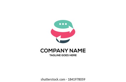 Plantilla De Diseño De Logotipo De Símbolos Y Chat Con Flecha