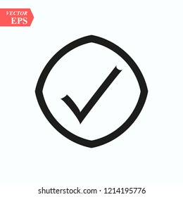 Symbol of Checked. Thin black Icon of Multimedia. Stroke Pictogram Graphic for Web Design. Quality Outline Vector Symbol Concept. Premium Mono Linear Beautiful Plain Laconic Logo. wave tick eps10