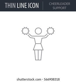 Symbol of Cheerleader Support. Thin line Icon of Sport Attributes. Stroke Pictogram Graphic for Web Design. Quality Outline Vector Symbol Concept. Premium Mono Linear Beautiful Plain Laconic Logo
